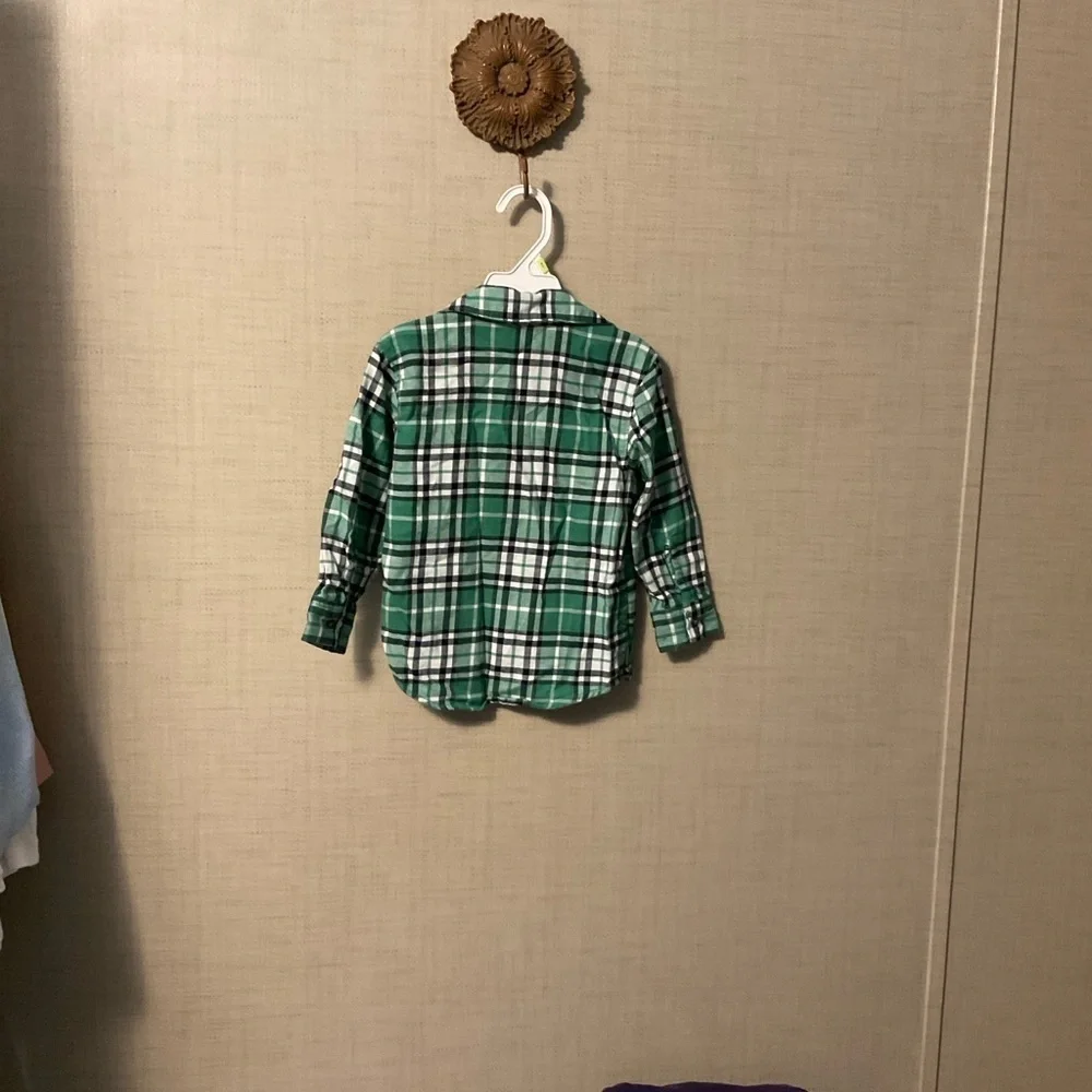 Carter's Green and White Plaid Button Down Shirt